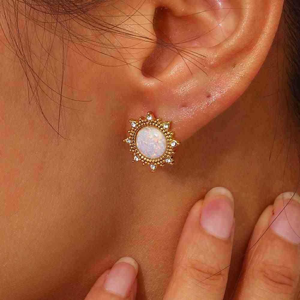 Pearl Sunburst Stud Earrings