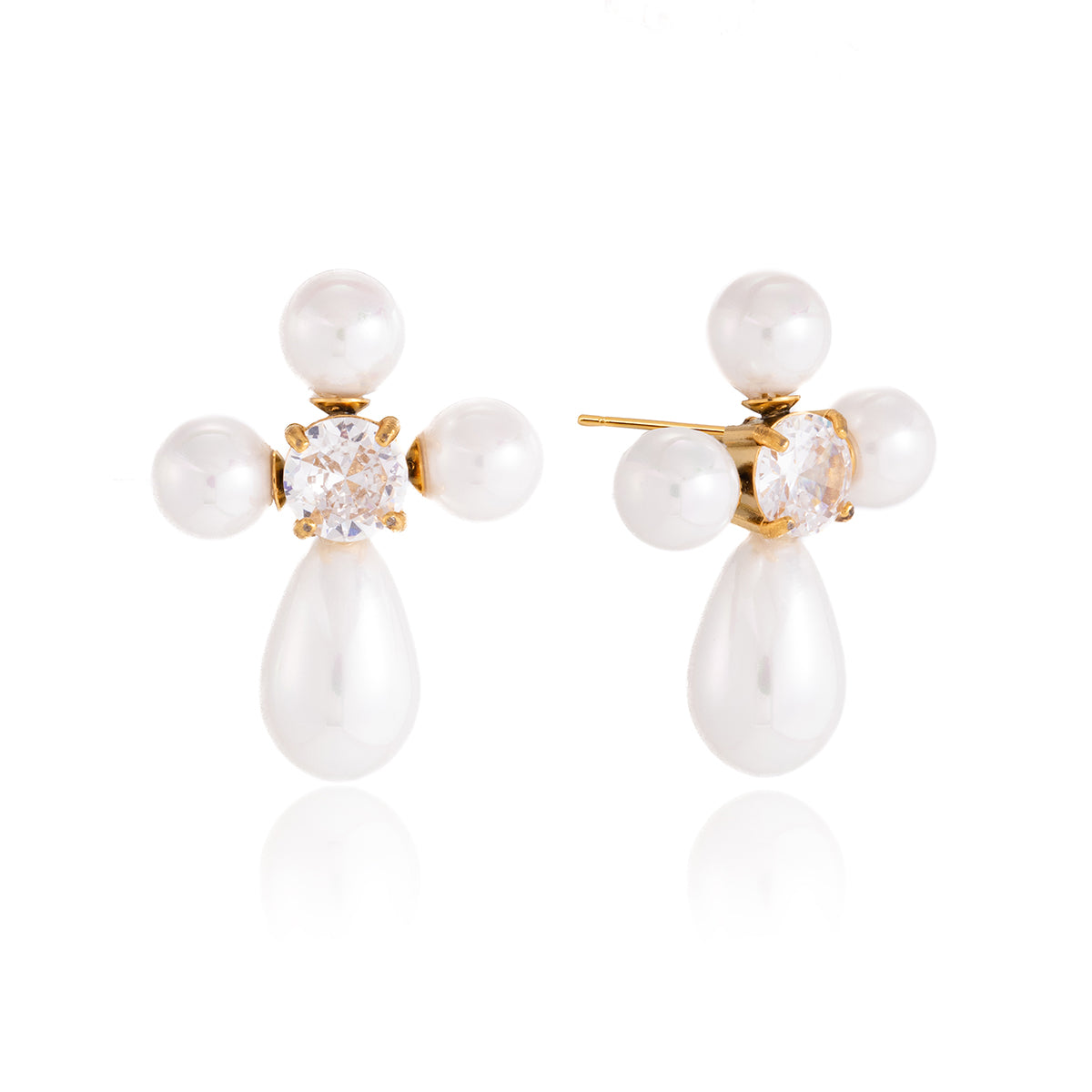 Pearl Drop Cluster Earrings