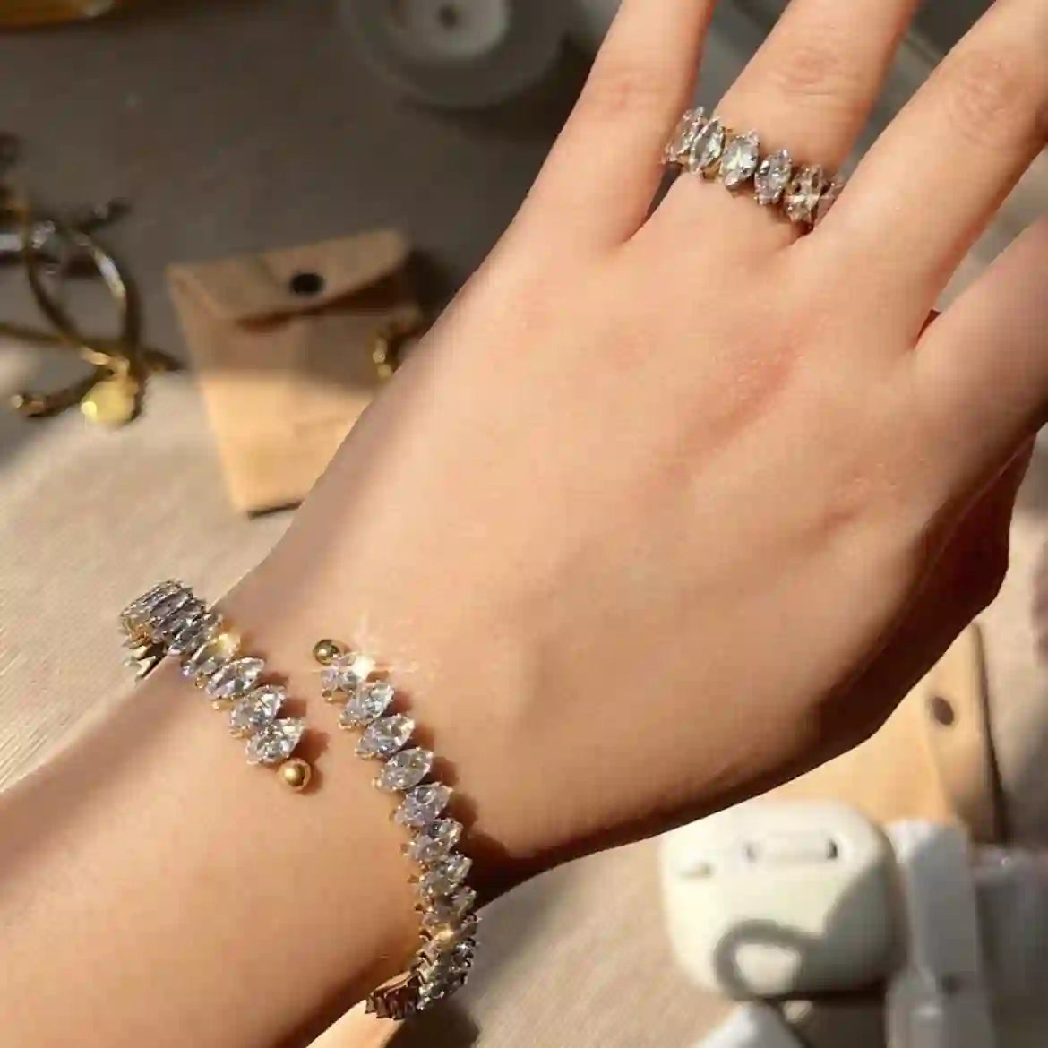 Elegant Crystal Ring & Bracelet Set